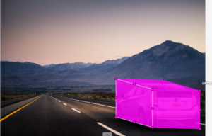 An example of a 3D Cuboid, as demonstrated by a car on a highway